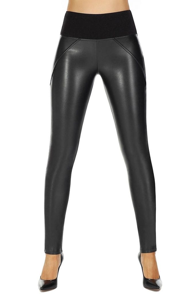 Black faux leather leggings